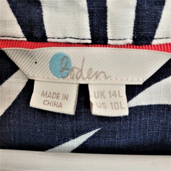 BODEN Navy Palm Print Linen Tunic Mini Dress 10L - Picture 6 of 8